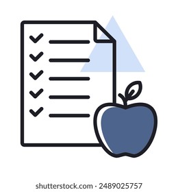 Lista de dieta con el Vector de manzana. Símbolo gráfico para el Sitio web de la aptitud y de la pérdida de peso y diseño de los App, logotipo, App, UI