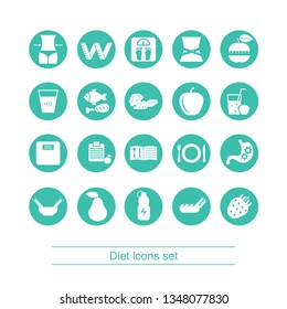Diet and Losing weight icon set. Vector illustration.