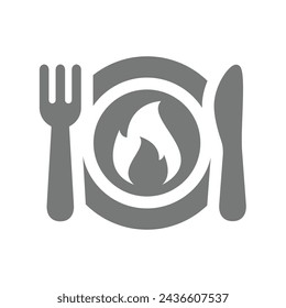 Diet meal or dish and weight loss icon. Calories burning fitness food vector.