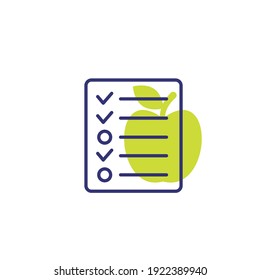 diet, meal plan icon on white