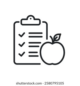 Diet meal plan thin line icons. Perfect pixel on transparent background