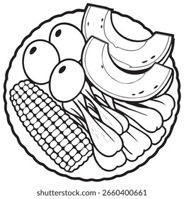 Menú de la dieta en fondo transparente blanco y negro Vector