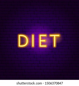 Diet Neon Text. Vector Illustration of Sport Promotion.
