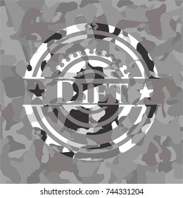Diet on grey camo texture
