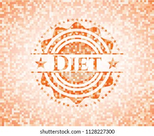 Diet orange mosaic emblem with background