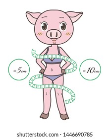 Diet pig image/ Women's lifestyle - Successful weight loss