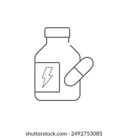 Icono de línea simple de píldoras de dieta. Símbolo, pictograma, signo aislado sobre fondo blanco.