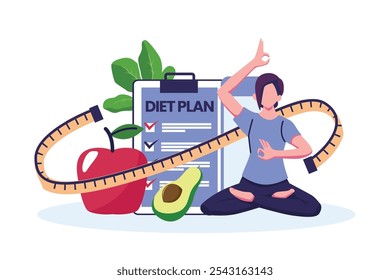 Plan de dieta checklist ilustración de estilo plano diseño de Vector