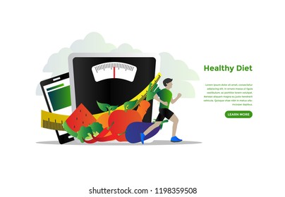 Diet plan concept. Ready to use vector illustration. Suitable for background, wallpaper, landing page, web, banner, card and other creative work.