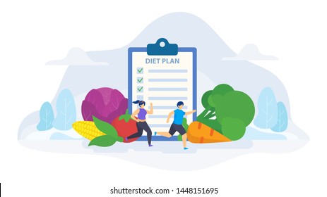 Diet plan concept vector flat illustration for landing page, wallpaper, background, banner, advertising, web, business