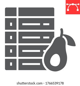 Icono de glifo de plan dietético, dieta aguacate y keto, gráfico vectorial de signo de plan de semana, icono sólido de trazo editable, eps 10