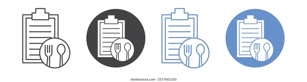 Diet plan icon flat line symbol set.