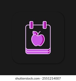 Diet plan icon isolated on isolated on black background. Concept of fitness marathon, proper nutrition, healthy food, beautiful body, vegetables slimming. Flat filled outline style with shadow. Vector