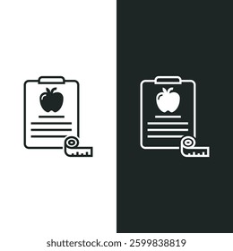 Diet Plan icon isolated on white background. clipboard with diet menu. Vector illustrations are made with vector-based software.
