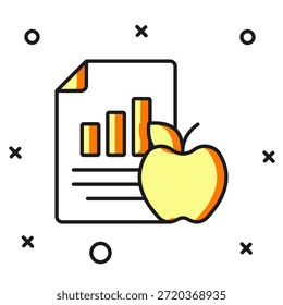 Icono de plan de dieta aislado sobre fondo blanco. Concepto de maratón de fitness, nutrición adecuada, comida saludable, hermoso cuerpo, verduras adelgazantes. Estilo de contorno relleno plano con sombra. Vector