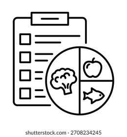 Diet Plan Icon – Personalized Nutritional Guidance and Meal Planning with Meal Chart and AI Assistance for Health Optimization and Diabetes Management. Vector icon