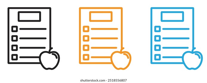 Diet plan icon Thin line illustration set