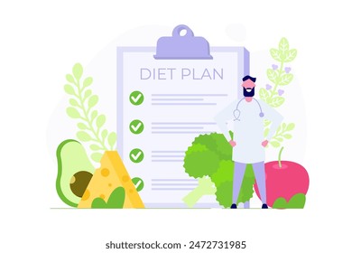 Diet plan schedule checklist concept. Vector illustration
