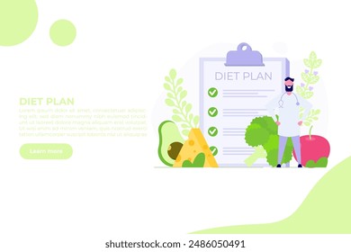 Diet plan schedule checklist concept. Vector illustration
