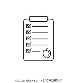 Diet plan schedule line icon. simple flat linear Planning dieting illustration for web and app on white background..eps