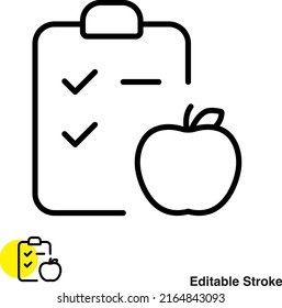 Icono de línea de vector del plan de dieta