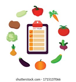 Diet planning flat vector illustration.