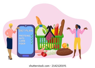 Diet plan.Planning a healthy diet using an application installed on a smartphone.Healthy eating and consultation with a nutritionist online.