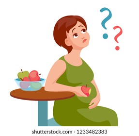 Diet of pregnant women. a pregnant woman eats an Apple and thinks about something. solve a question.