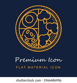 Material premium dietético ui ux icono vector aislado en colores azul marino y naranja