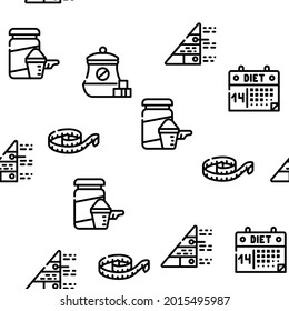 Diet Products And Tool Vector Seamless Pattern Thin Line Illustration