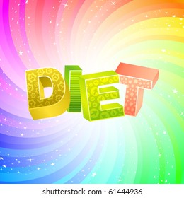 DIET. Rainbow 3d illustration.