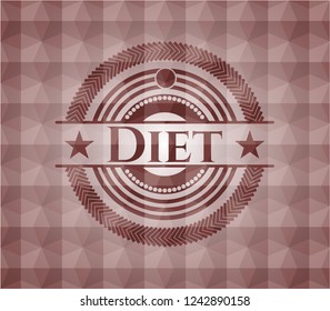 Diet red badge with geometric background. Seamless.