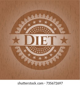 Diet retro style wooden emblem