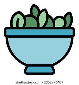 Diet salad icon outline vector. Paleo diet. Vegan food color flat