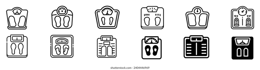 Diätskala Symbol, Bodendiät skaliert Symbol auf hellem Hintergrund. Fitness-Symbol. Symbolvektorgrafik skalieren. Waage Symbol, Vektorsymbol im Gewichtsskalender. Skaliert Symbol. Symbol für Gewichtsklasse