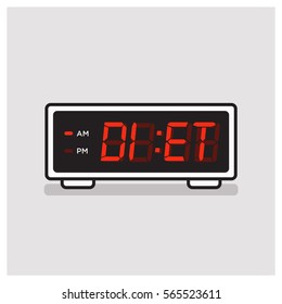 'Diet Time' written on a retro alarm clock concept (Line Art in Flat Style Vector Illustration Design)