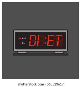 'Diet Time' written on a retro alarm clock concept (Line Art in Flat Style Vector Illustration Design)
