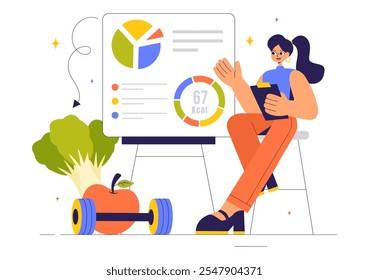 Diet Vector Illustration featuring Healthy Meal Guidance for Selecting Fresh Vegetables, Fruits, and Balanced Food in a Flat Style Cartoon Background