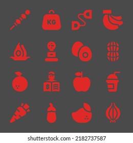 diet web icons. Vegetables and Weight, Bananas and Peanut symbol, vector signs