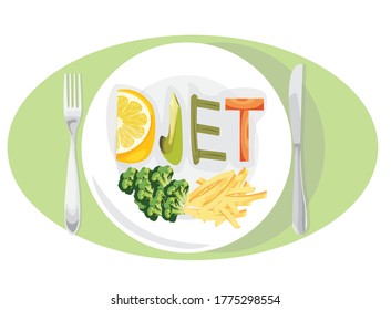 Concepto de pérdida de peso dietético con frutas y verduras