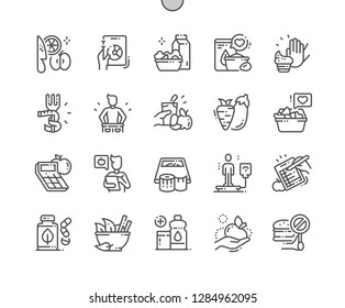 Diet Well-crafted Pixel Perfect Vector Thin Line Icons 30 2x Grid for Web Graphics and Apps. Simple Minimal Pictogram