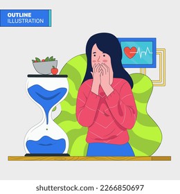 Diet for Women | Eating Disorder Illustration | Weight loss program | Deficit Calorie | Detox Lifestyle
