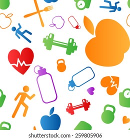 Diet and Workout Seamless Pattern