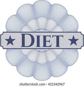 Dieta escrita dentro de rosette lineal abstracto