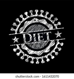 Diet written on a chalkboard. Vector Illustration. Detailed.