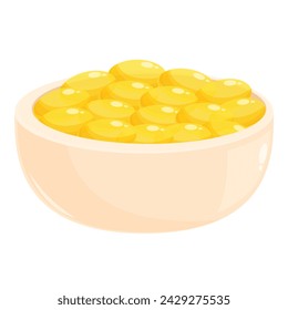 Dietary capsule bowl icon cartoon vector. Medical supplement. Formula balance