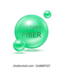 Dietary fiber lower cholesterol level. Slim foods and vitamin healthy supplement. 3D Vector EPS10. On a white background.