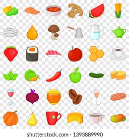 Dietary food icons set. Cartoon style of 36 dietary food vector icons for web for any design