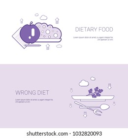 Dietary Food And Wrong Diet Concept Template Web Banner With Copy Space Vector Illustration