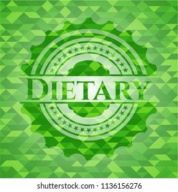 Dietary green emblem with mosaic background